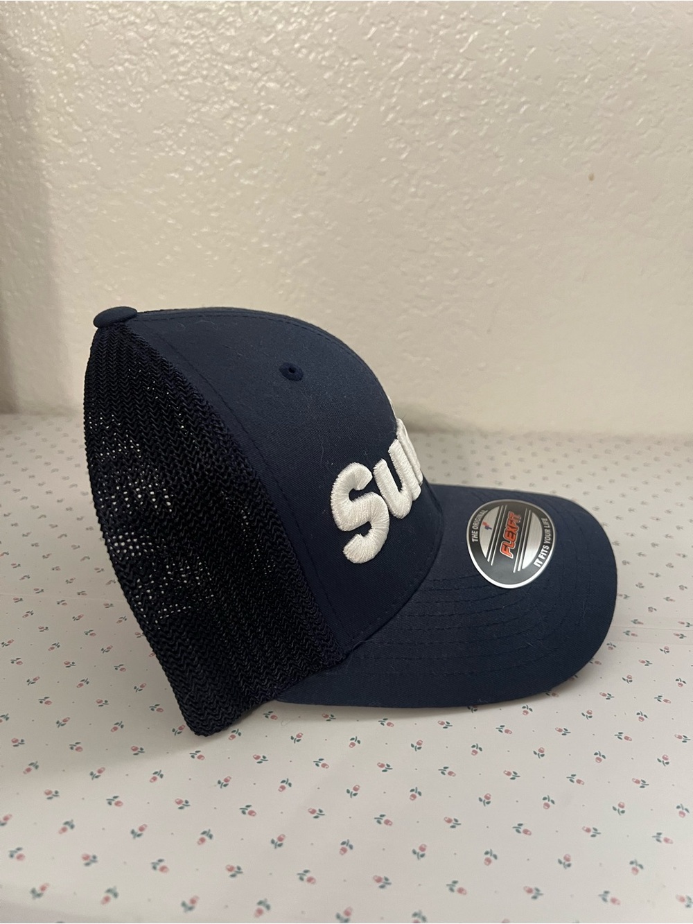 SunTek Navy Blue Flexfit Mesh Trucker Hat - Picture 2 of 6